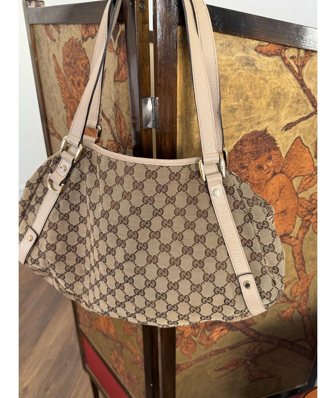 GUCCI Бежевая кожаная сумка тоут, фото 2