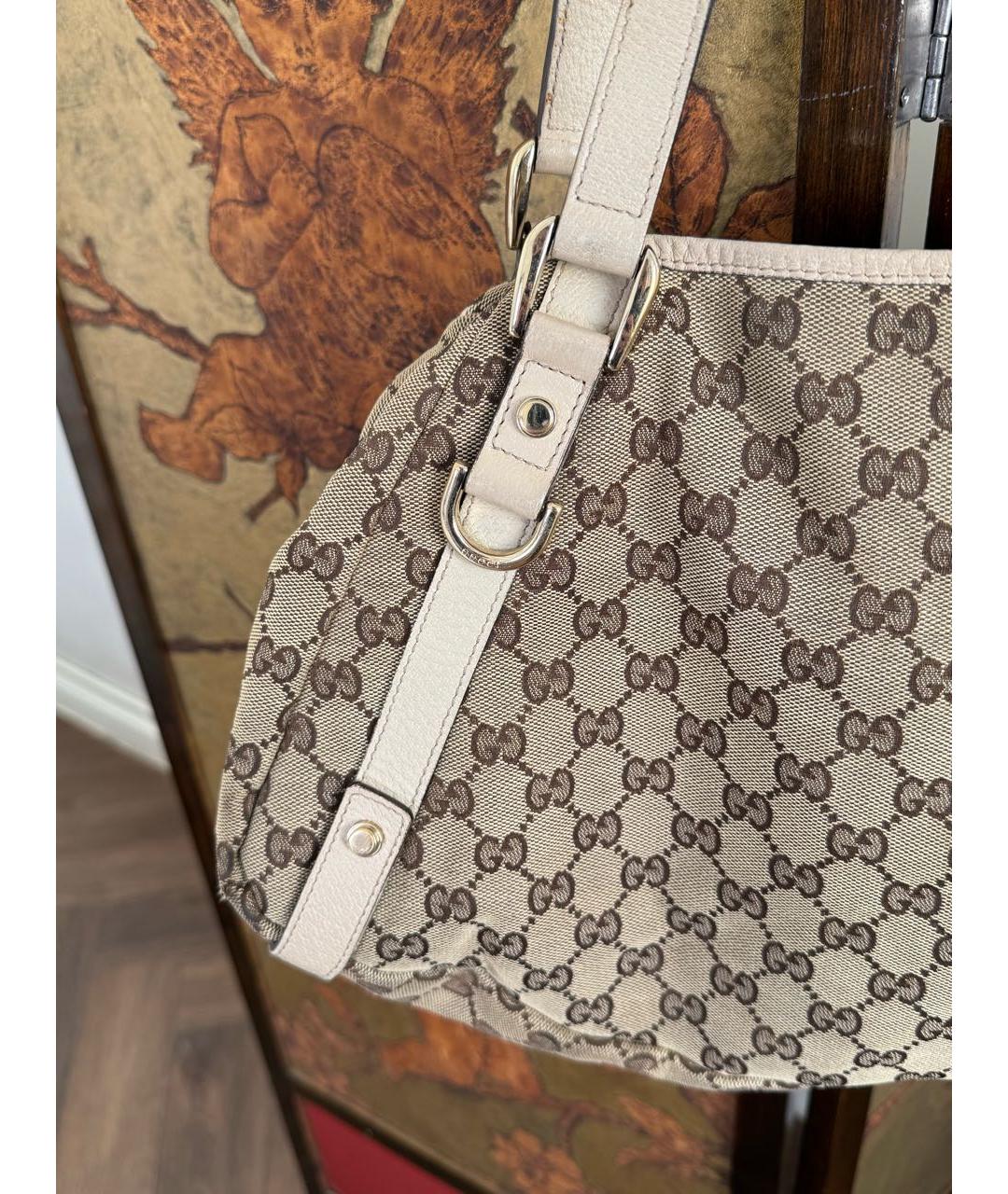 GUCCI Бежевая кожаная сумка тоут, фото 5