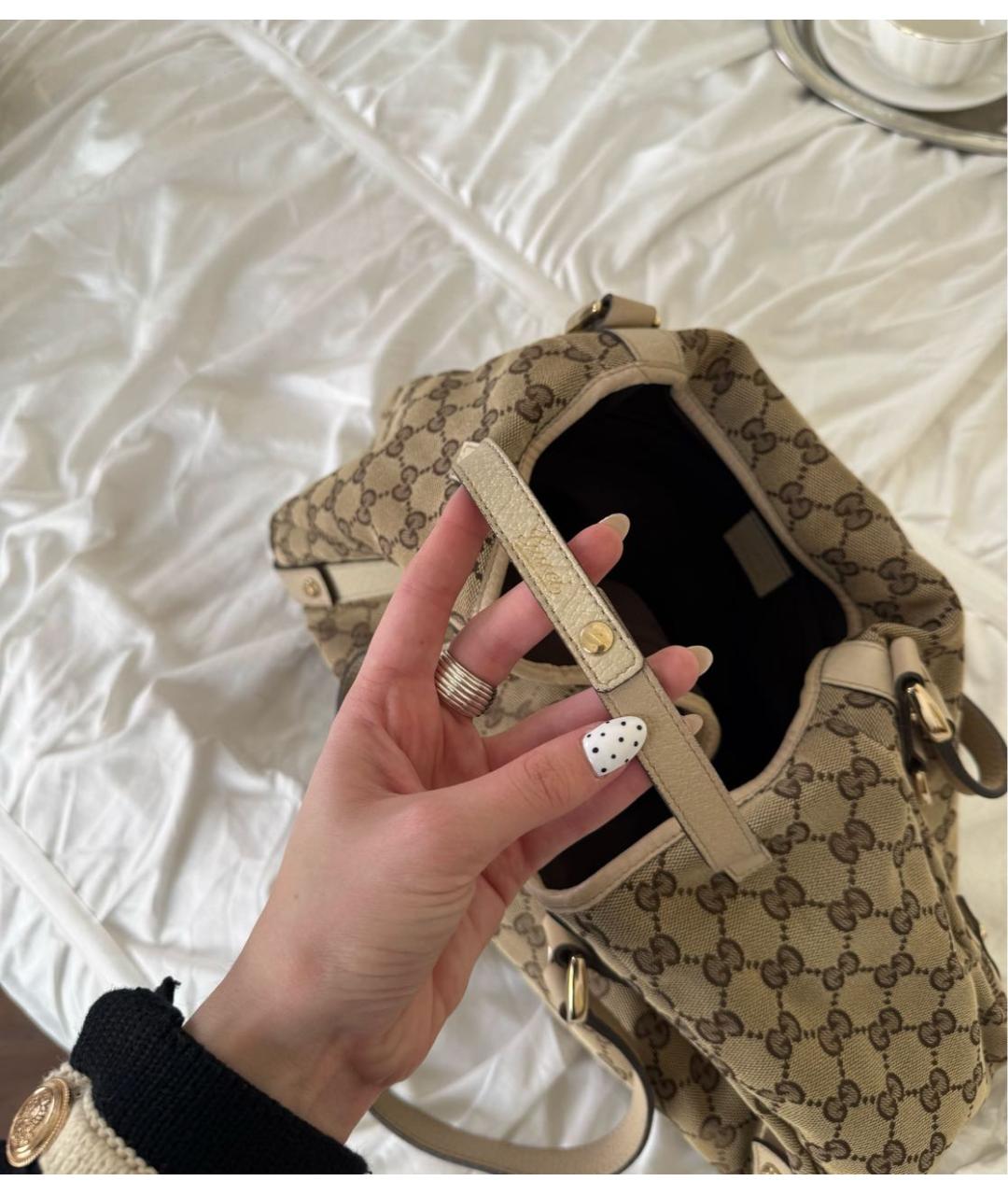 GUCCI Бежевая кожаная сумка тоут, фото 4