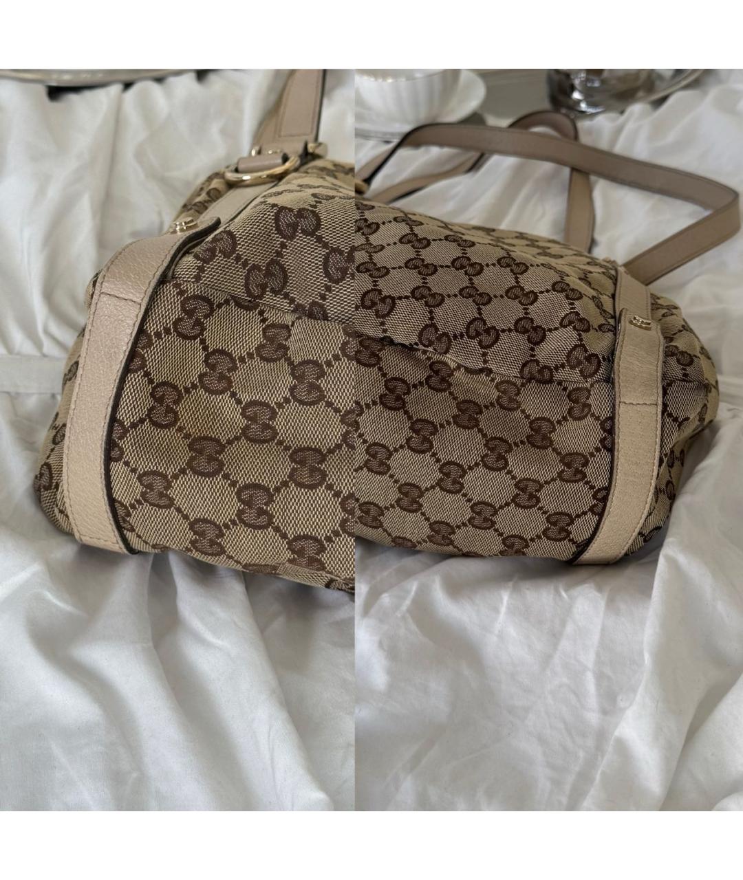 GUCCI Бежевая кожаная сумка тоут, фото 7