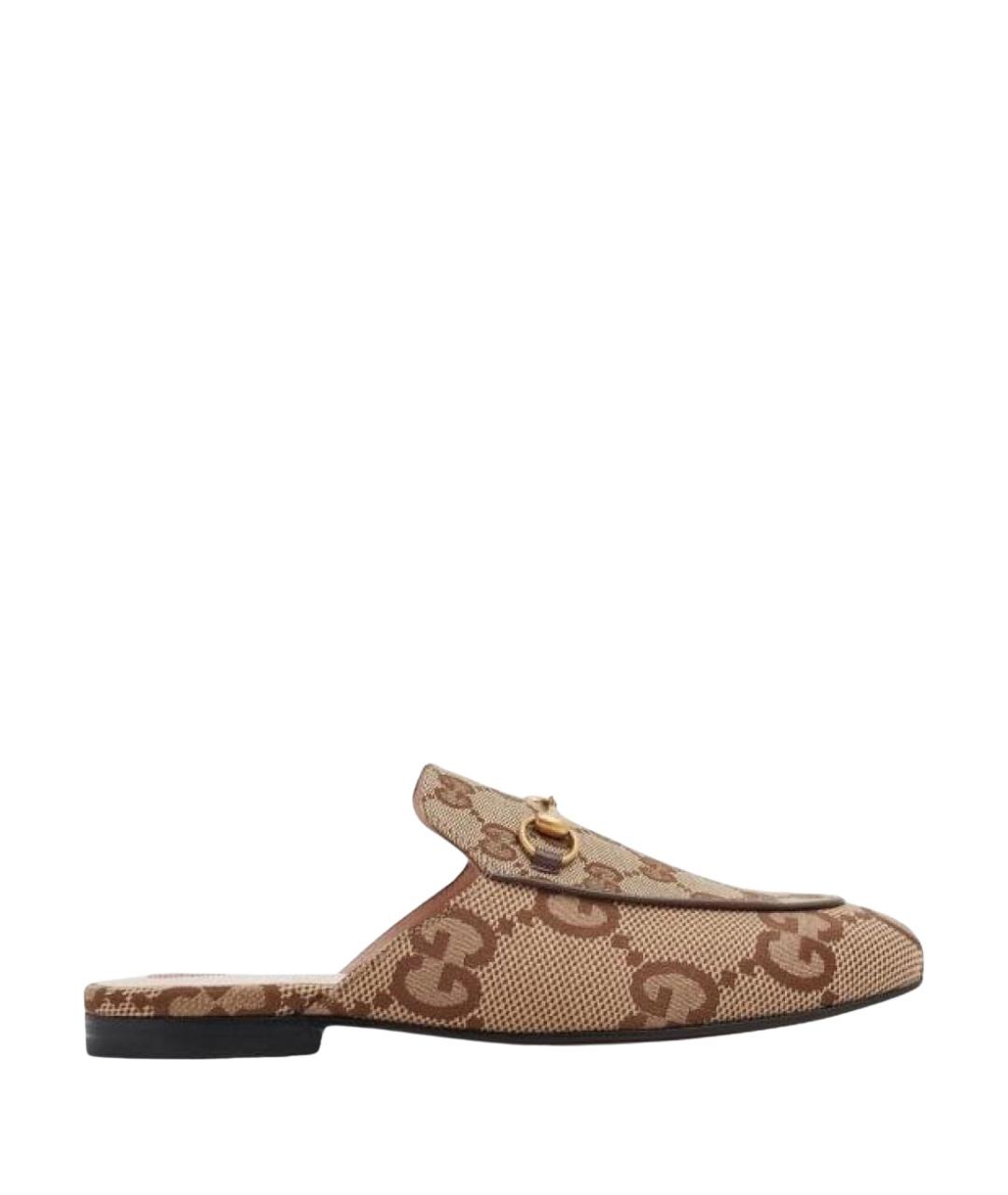 GUCCI Бежевые текстильные мюли, фото 1