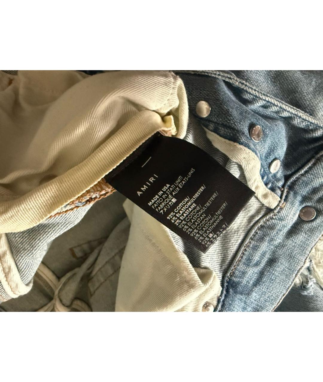 AMIRI Голубые хлопко-эластановые джинсы скинни, фото 5