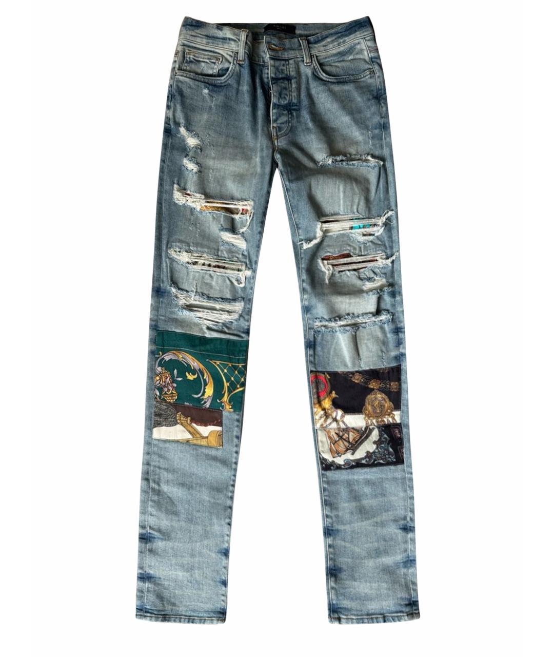 AMIRI Голубые хлопко-эластановые джинсы скинни, фото 1