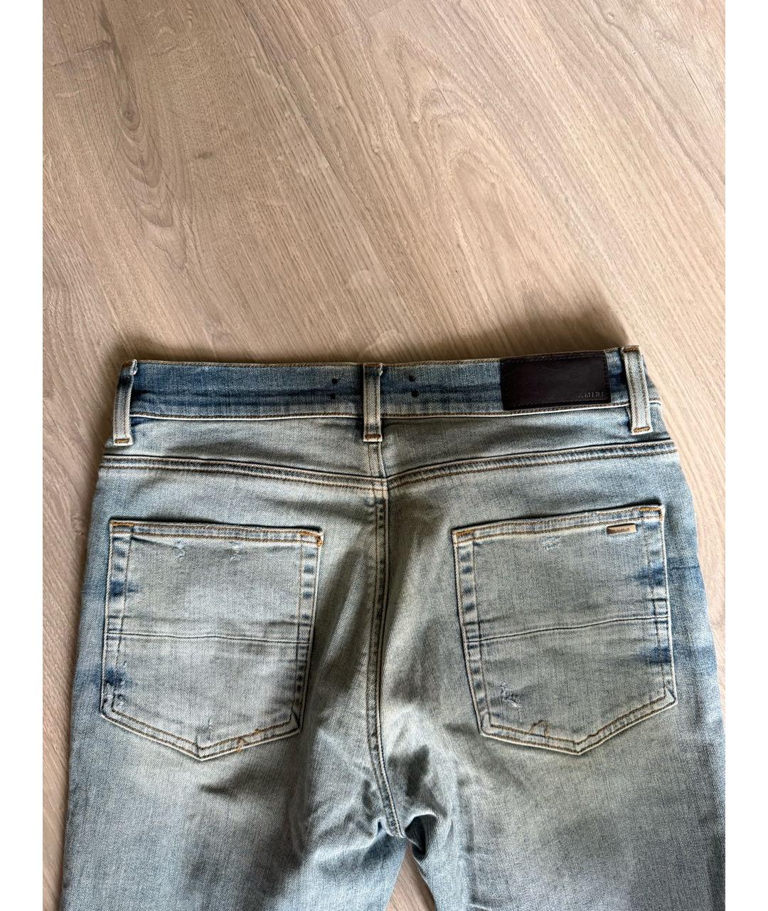 AMIRI Голубые хлопко-эластановые джинсы скинни, фото 3