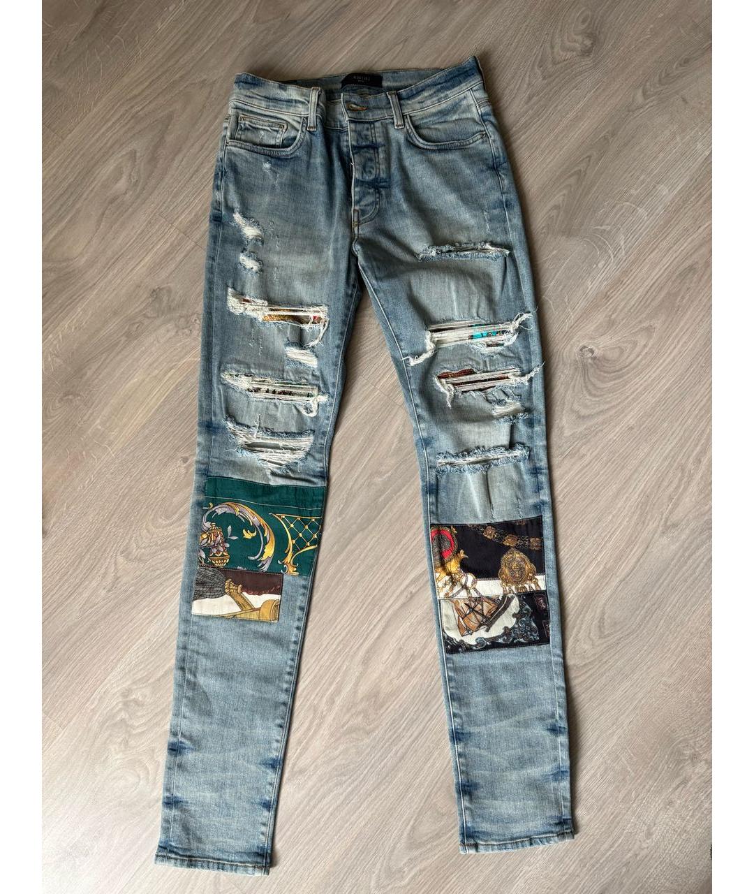 AMIRI Голубые хлопко-эластановые джинсы скинни, фото 7