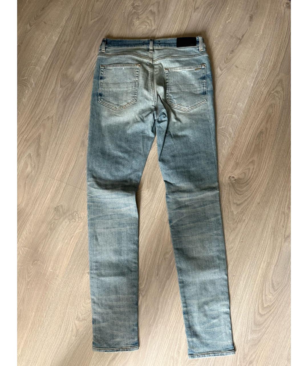 AMIRI Голубые хлопко-эластановые джинсы скинни, фото 2