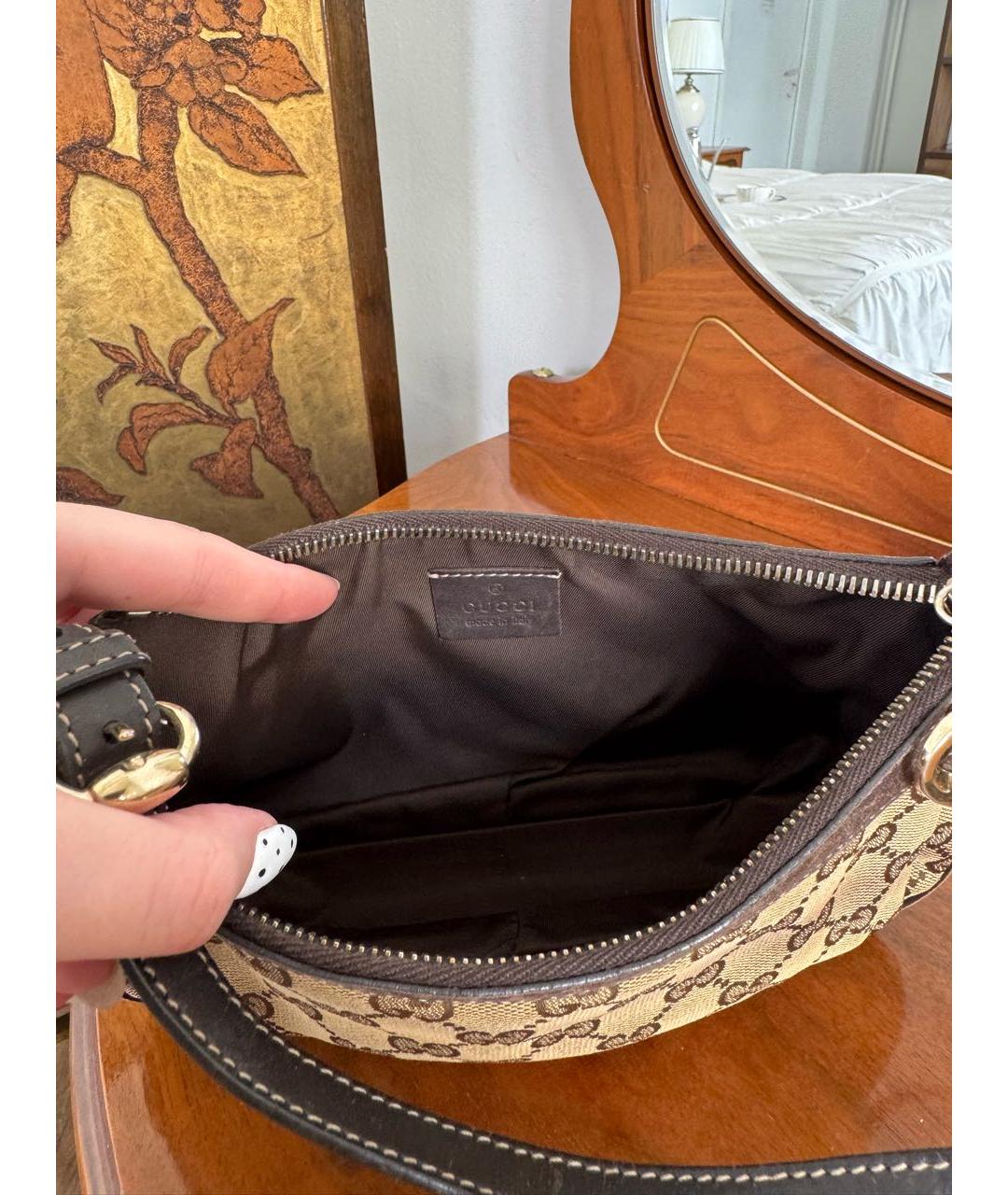 GUCCI Коричневая кожаная сумка с короткими ручками, фото 6