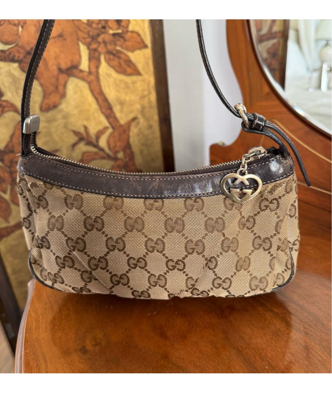 GUCCI Коричневая кожаная сумка с короткими ручками, фото 2