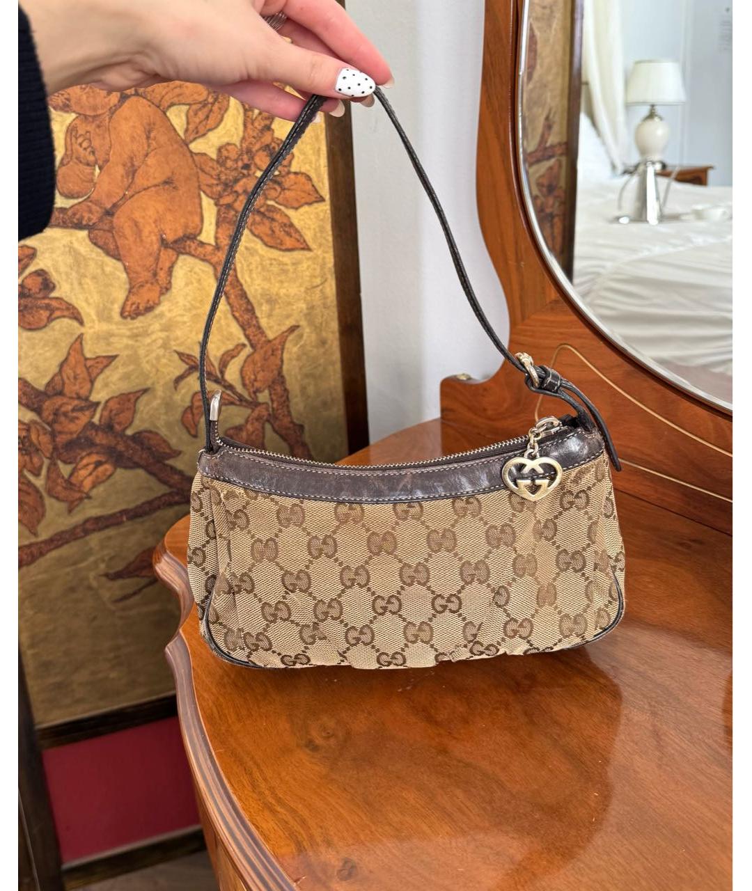 GUCCI Коричневая кожаная сумка с короткими ручками, фото 9