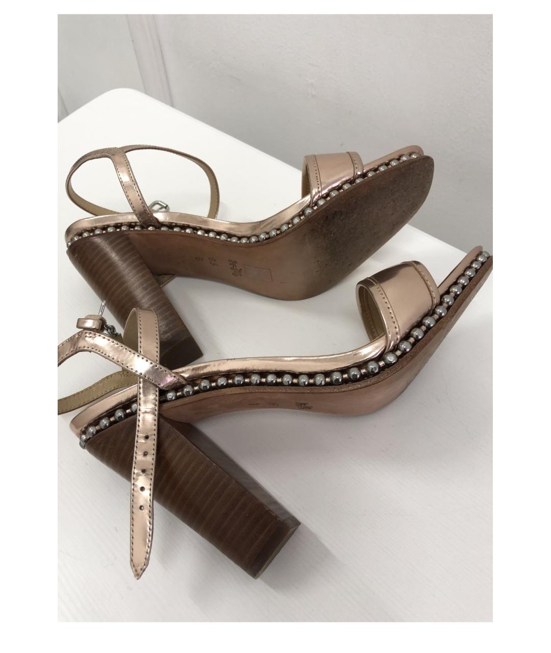 COACH Золотые босоножки из лакированной кожи, фото 10