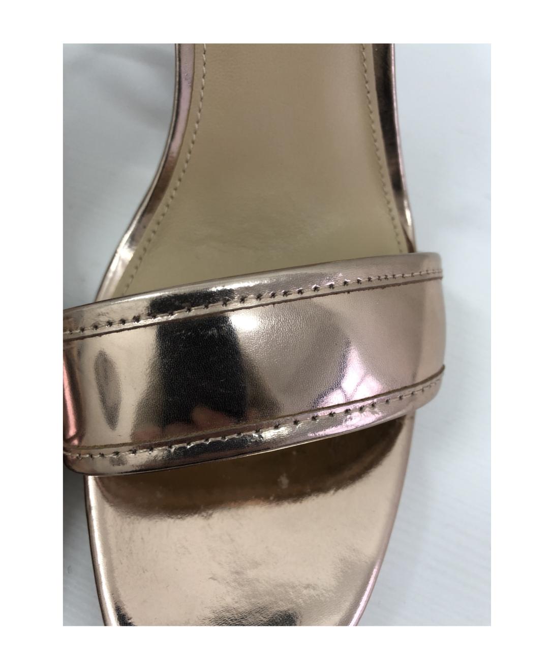 COACH Золотые босоножки из лакированной кожи, фото 8