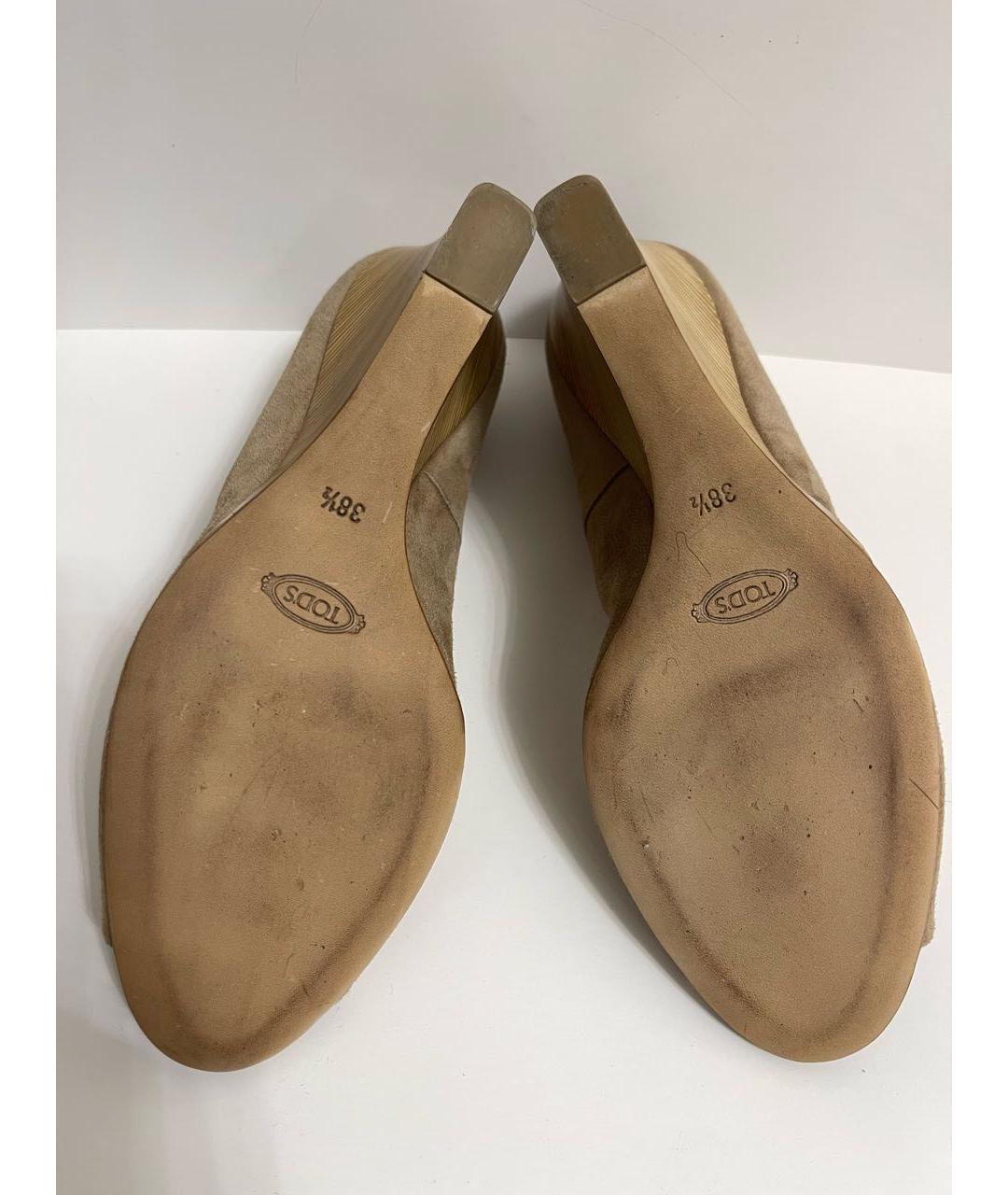 TOD'S Бежевые замшевые туфли, фото 5