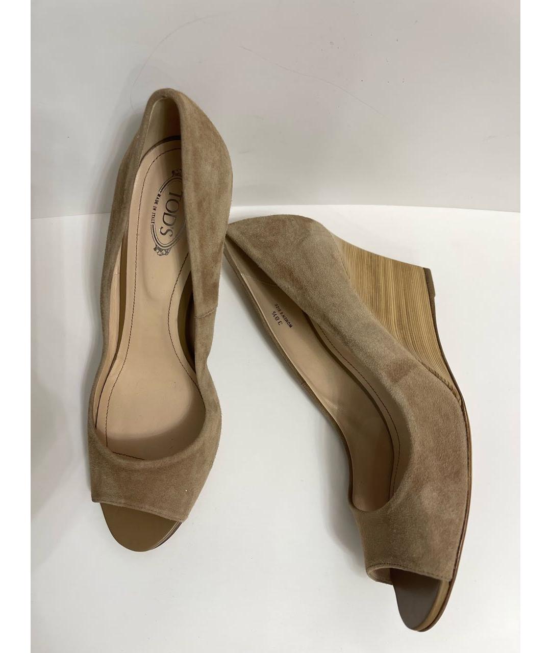 TOD'S Бежевые замшевые туфли, фото 3