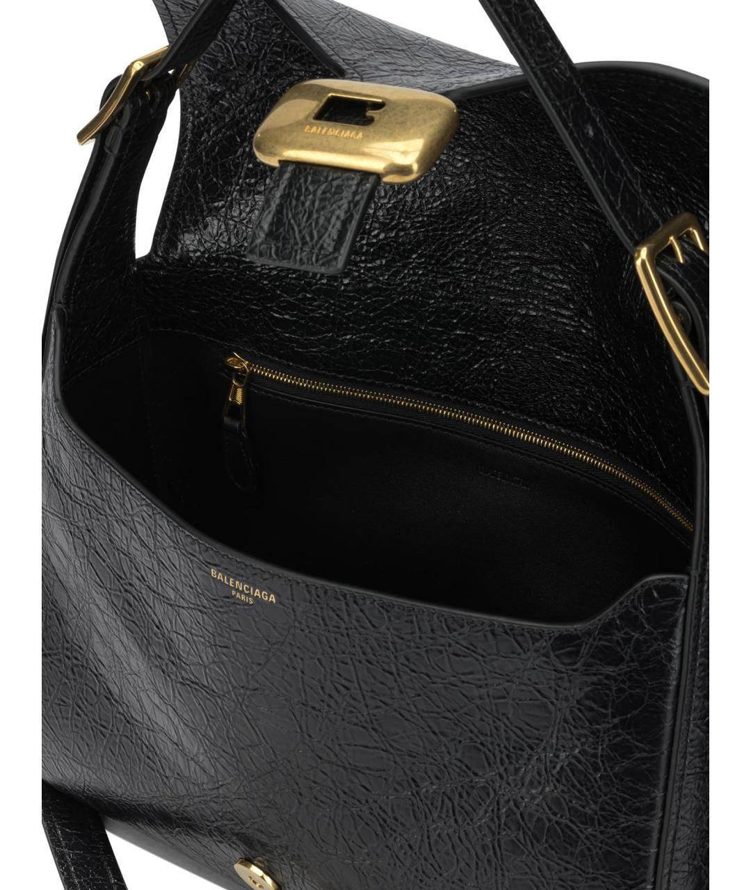 BALENCIAGA Черная кожаная сумка через плечо, фото 5