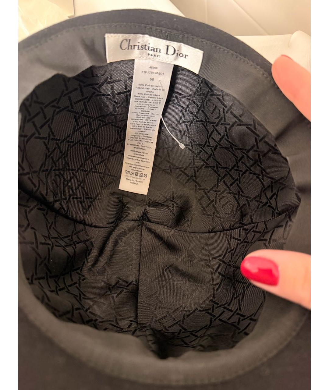 CHRISTIAN DIOR Черная шерстяная кепка, фото 3