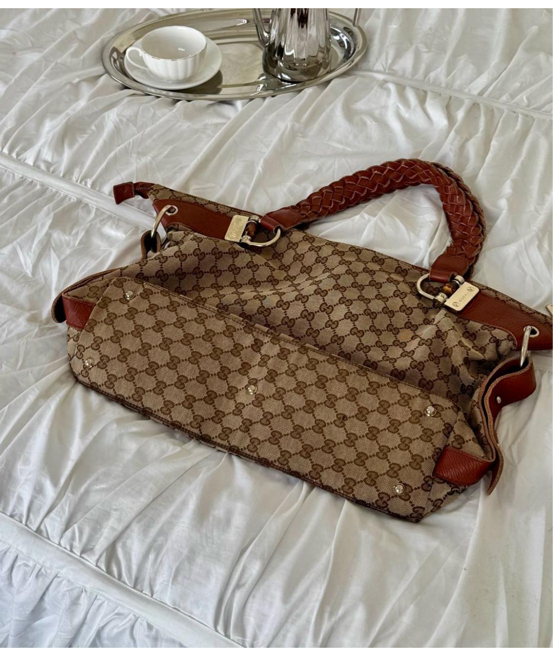 GUCCI Коричневая кожаная сумка тоут, фото 4