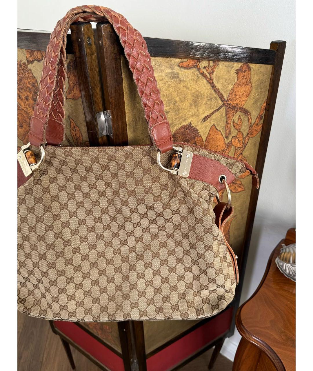 GUCCI Коричневая кожаная сумка тоут, фото 3