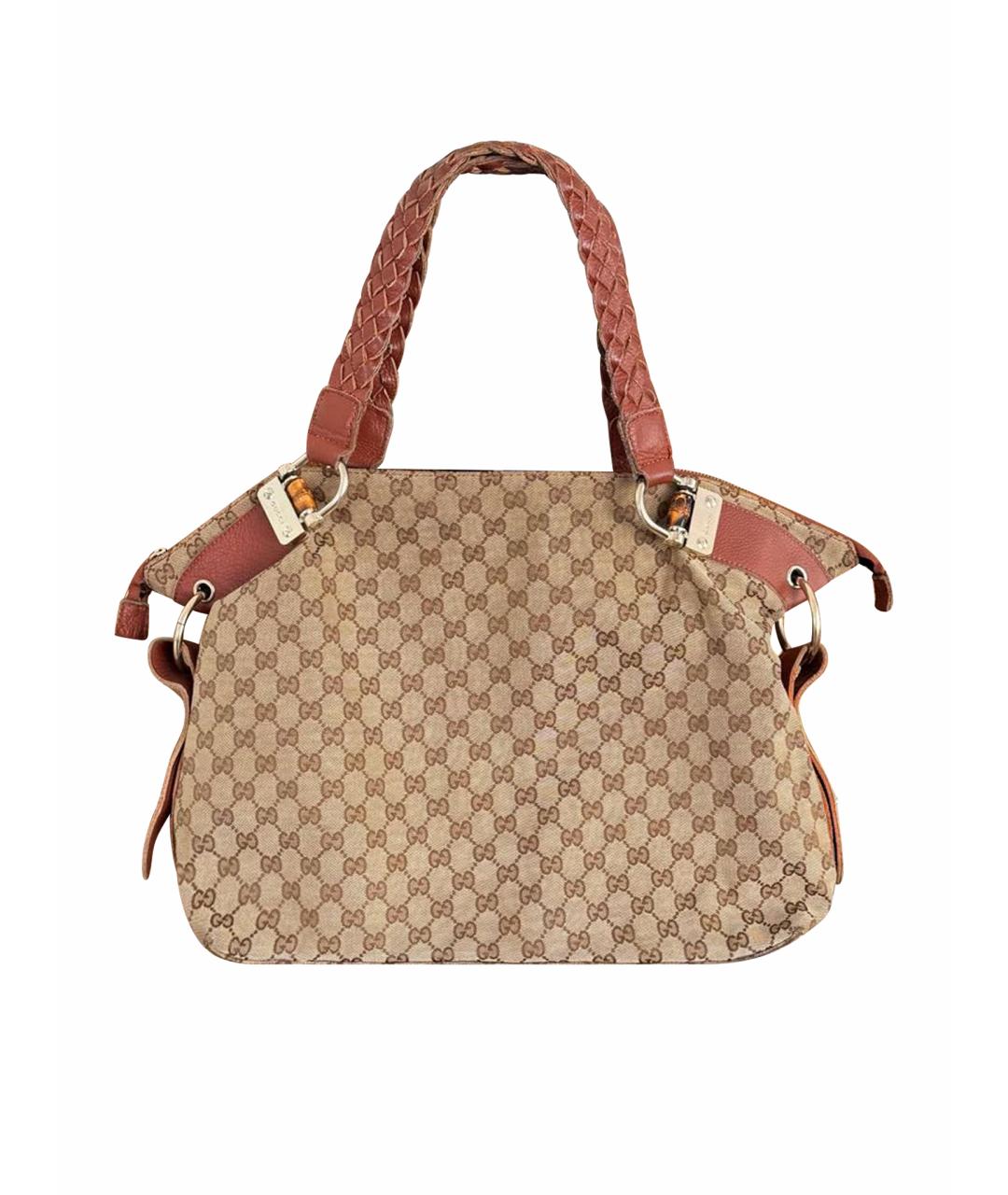 GUCCI Коричневая кожаная сумка тоут, фото 1