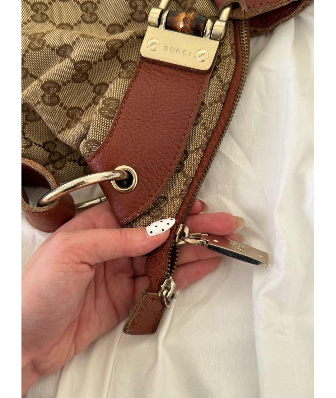 GUCCI Коричневая кожаная сумка тоут, фото 5