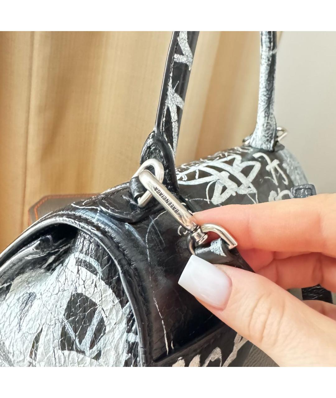 BALENCIAGA Черная кожаная сумка через плечо, фото 5