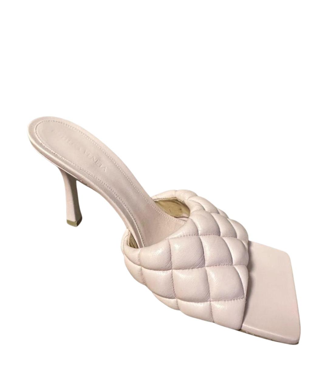 BOTTEGA VENETA Розовые кожаные мюли, фото 1