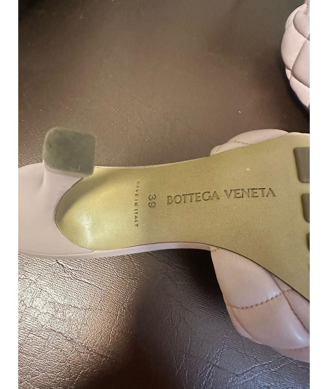 BOTTEGA VENETA Розовые кожаные мюли, фото 4