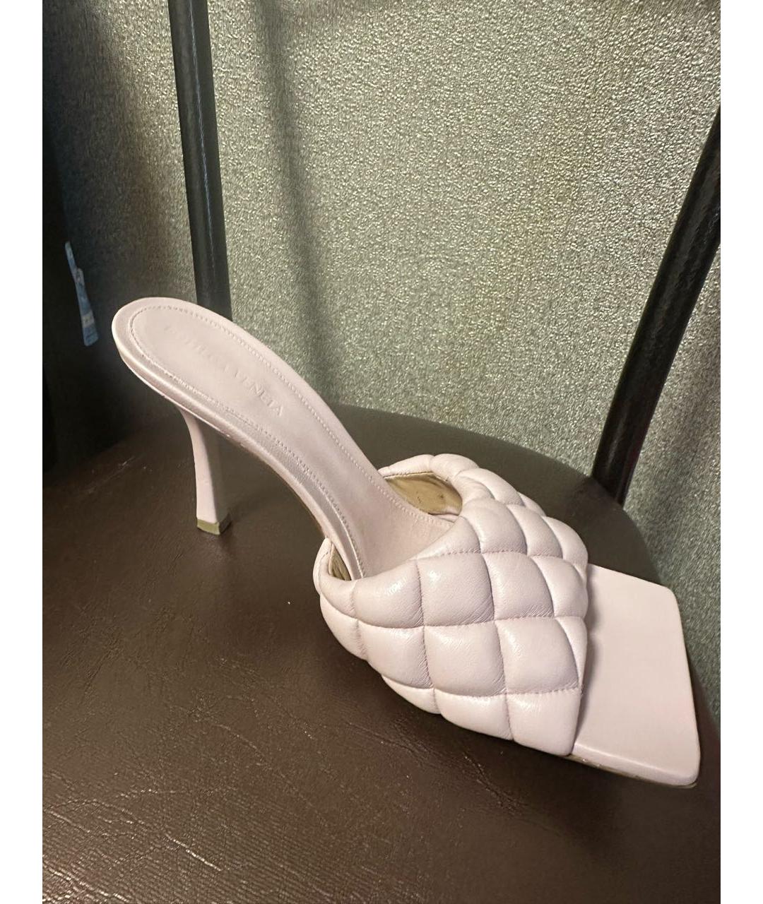 BOTTEGA VENETA Розовые кожаные мюли, фото 5