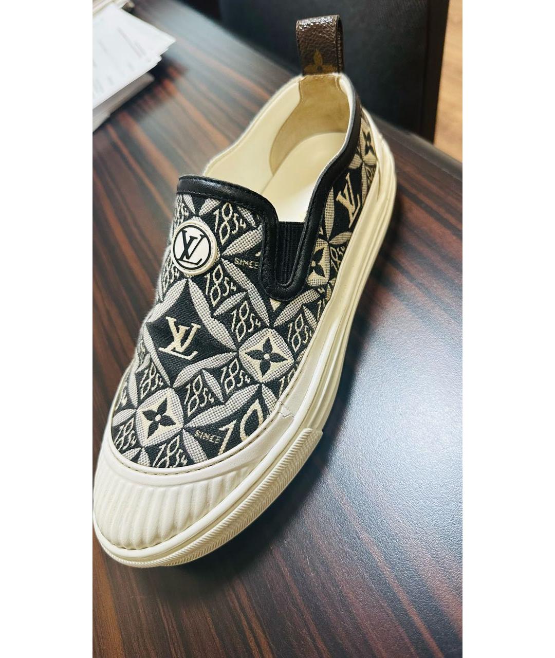 LOUIS VUITTON Бежевые текстильные слипоны, фото 7