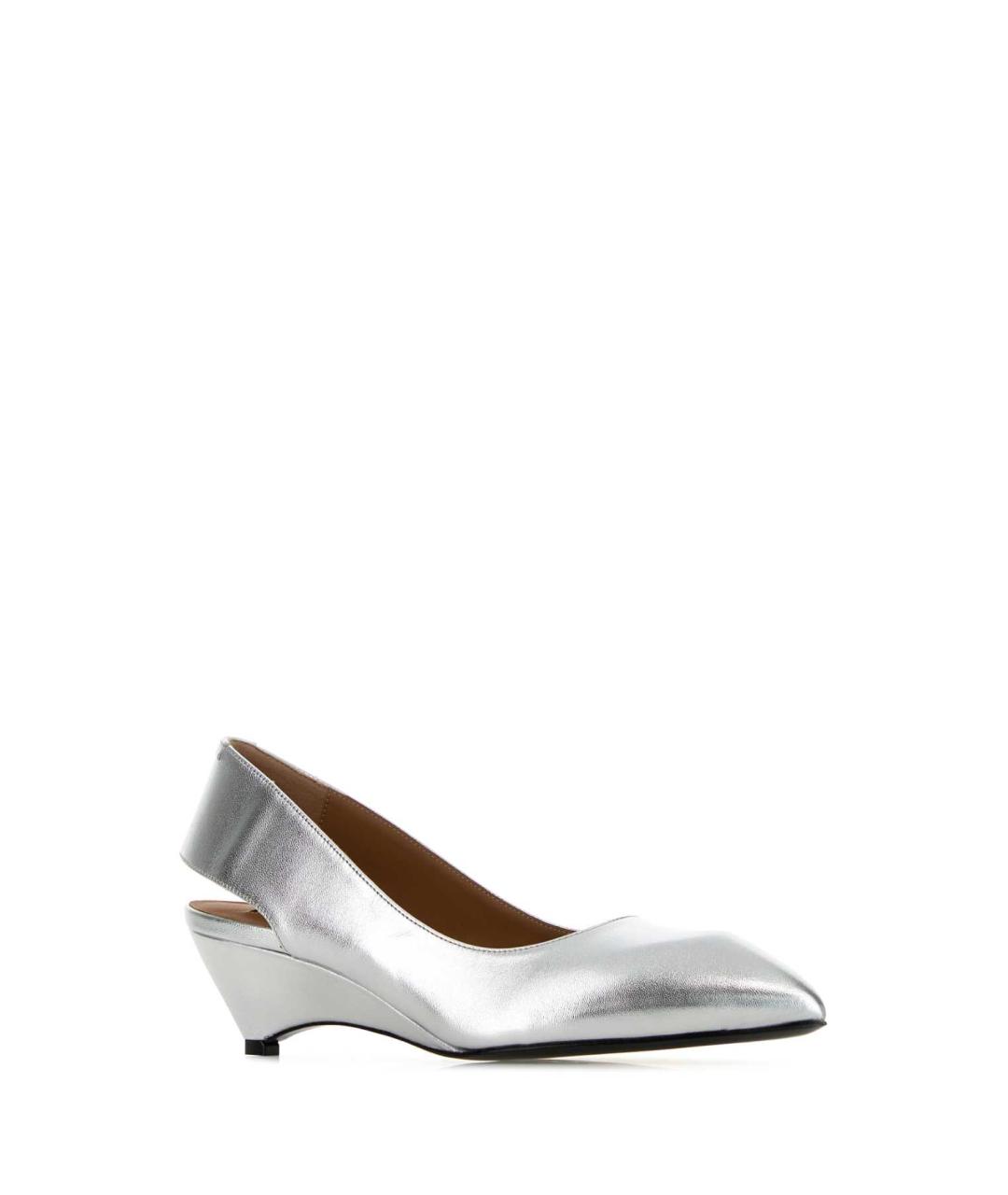 JIL SANDER Серебряные кожаные мюли, фото 2