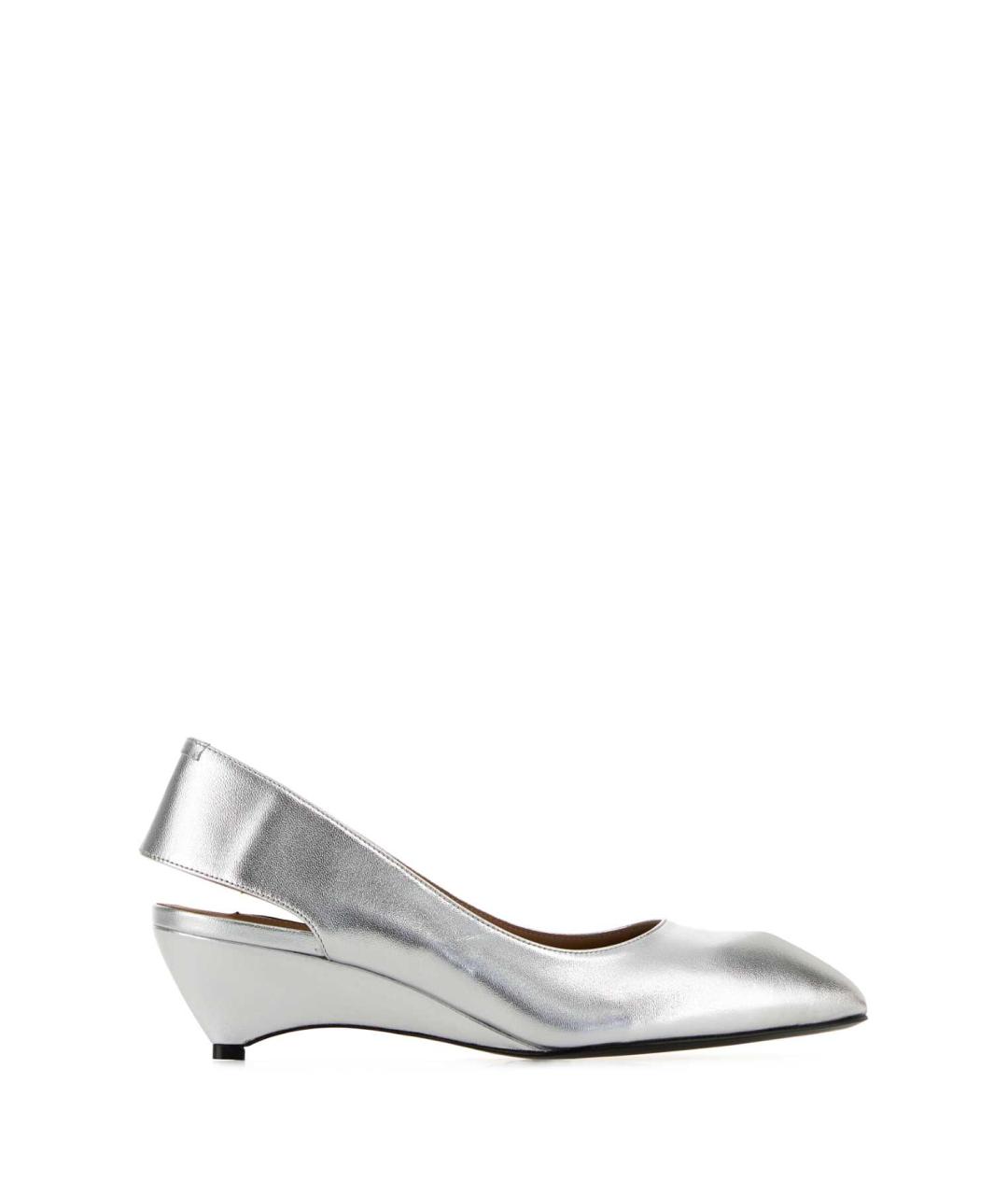 JIL SANDER Серебряные кожаные мюли, фото 1