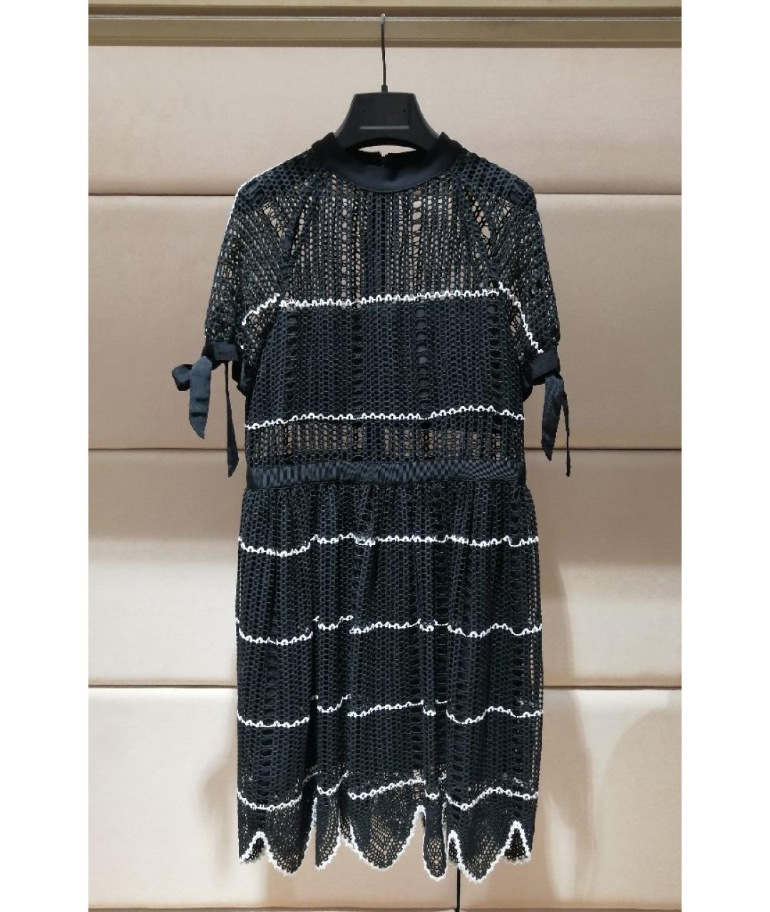 SELF-PORTRAIT Черное полиэстеровое повседневное платье, фото 2