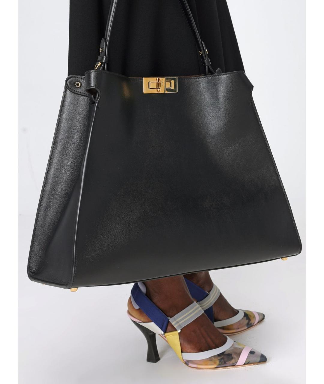 FENDI Черная кожаная сумка тоут, фото 2
