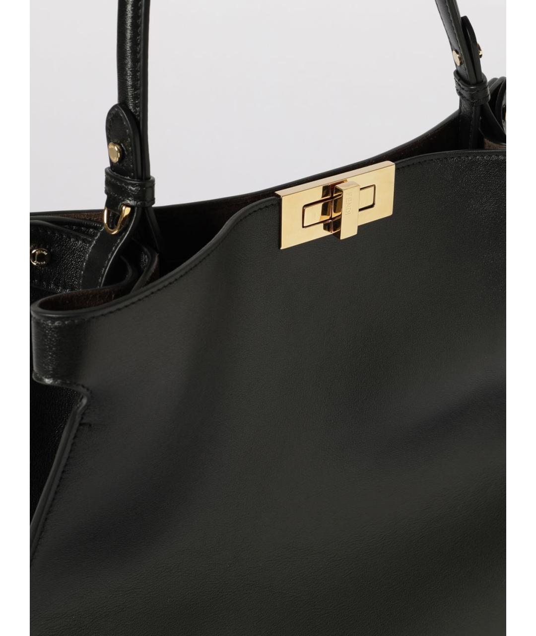 FENDI Черная кожаная сумка тоут, фото 4