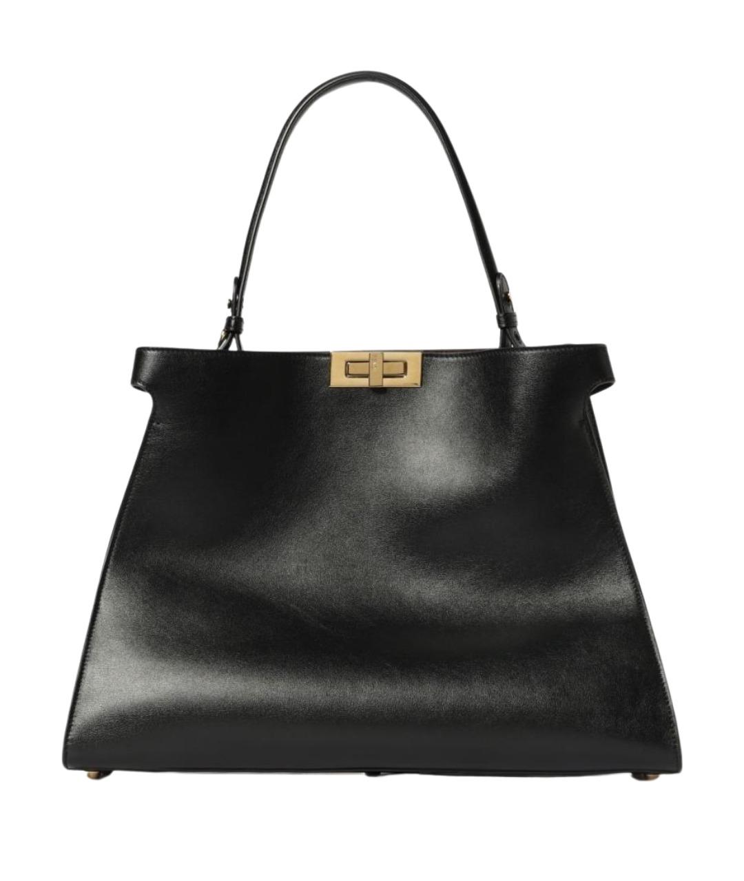 FENDI Черная кожаная сумка тоут, фото 1