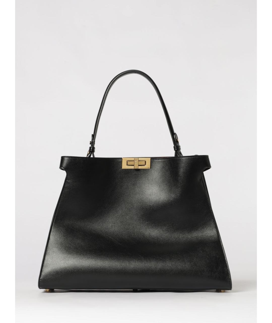 FENDI Черная кожаная сумка тоут, фото 6