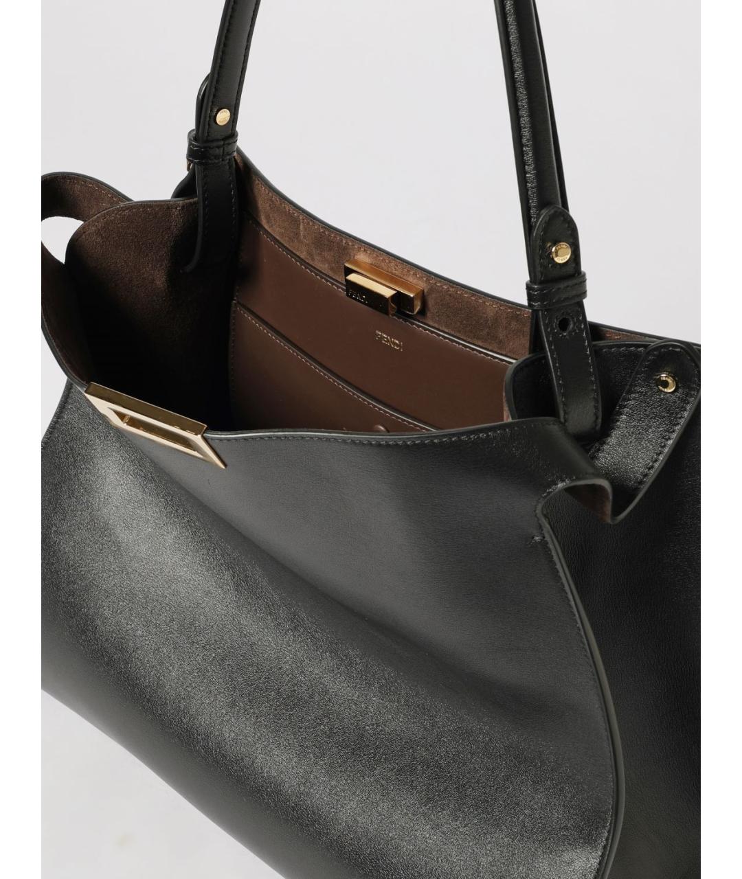 FENDI Черная кожаная сумка тоут, фото 5