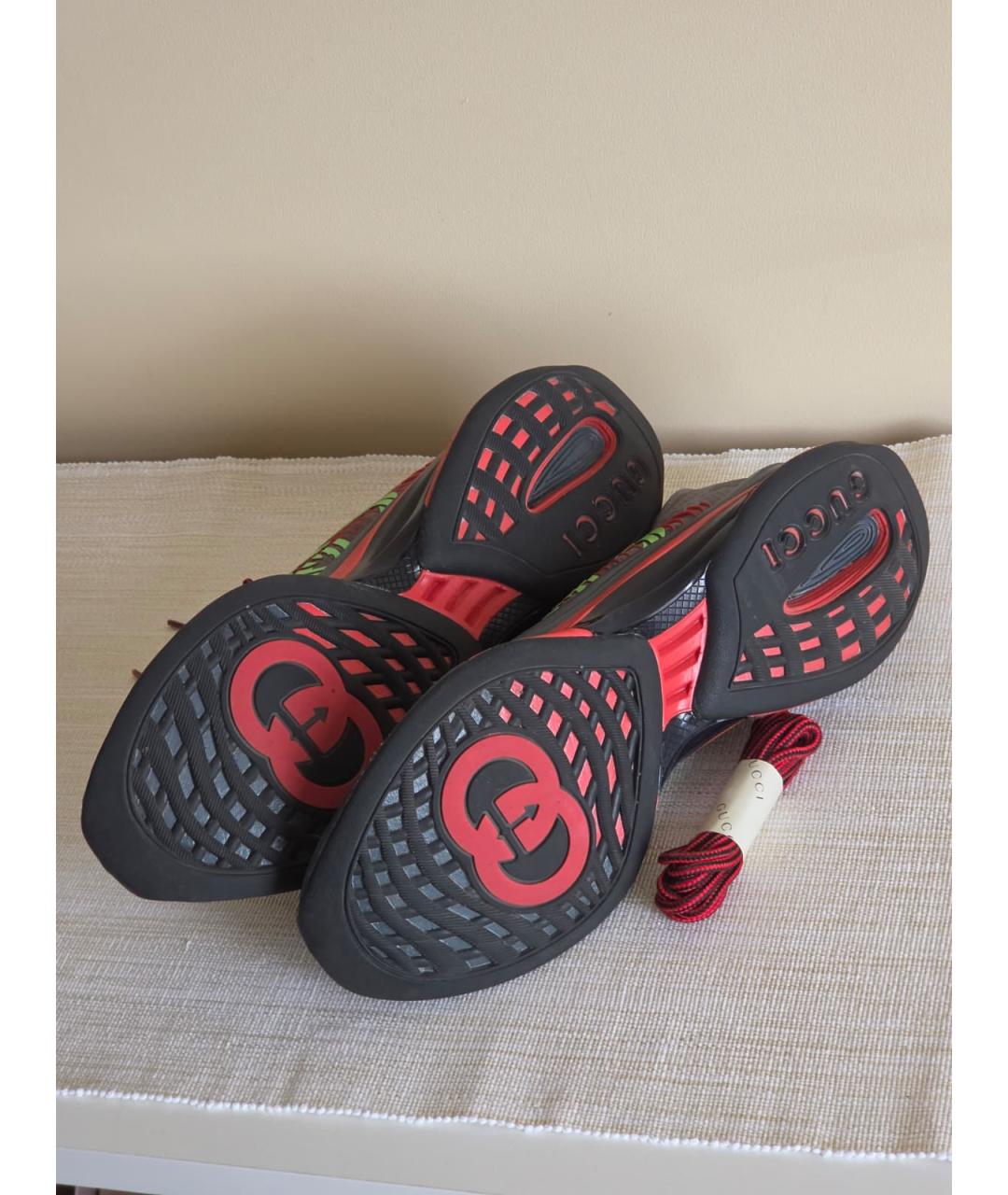 GUCCI Серые текстильные низкие кроссовки / кеды, фото 5