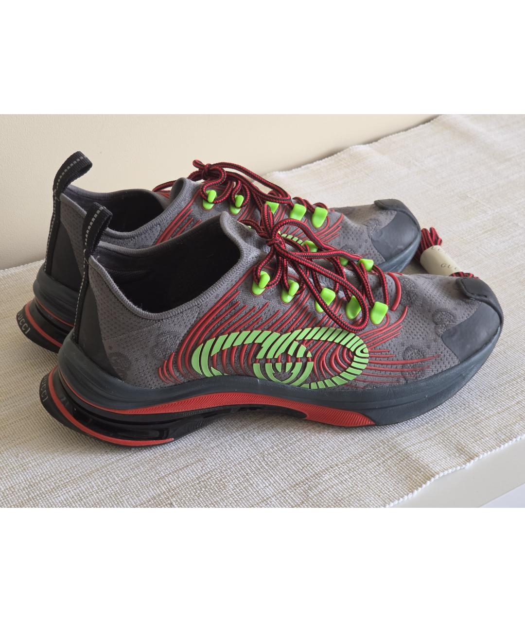 GUCCI Серые текстильные низкие кроссовки / кеды, фото 6