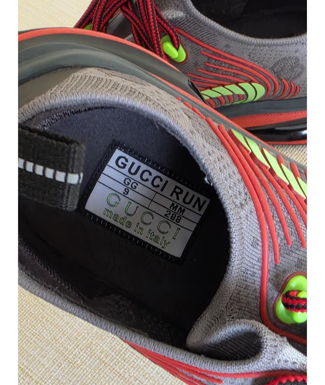 GUCCI Серые текстильные низкие кроссовки / кеды, фото 4