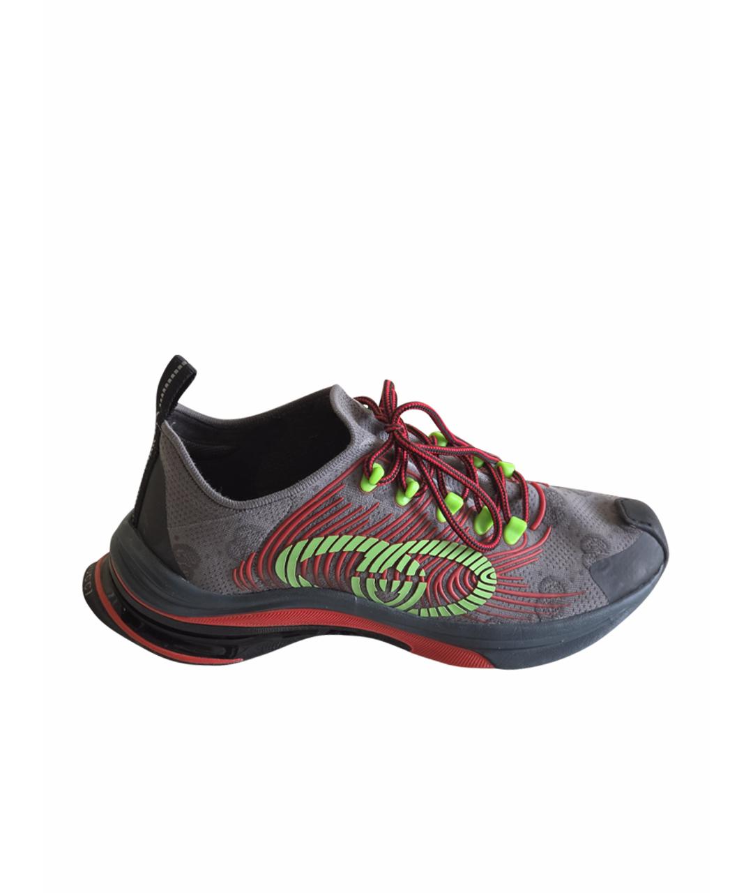 GUCCI Серые текстильные низкие кроссовки / кеды, фото 1