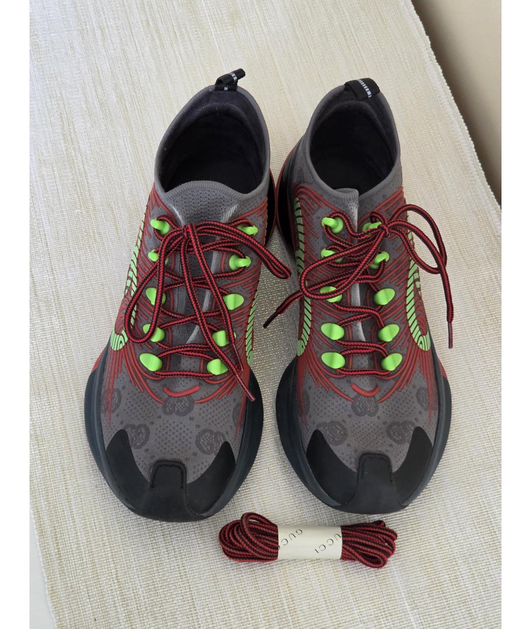 GUCCI Серые текстильные низкие кроссовки / кеды, фото 3