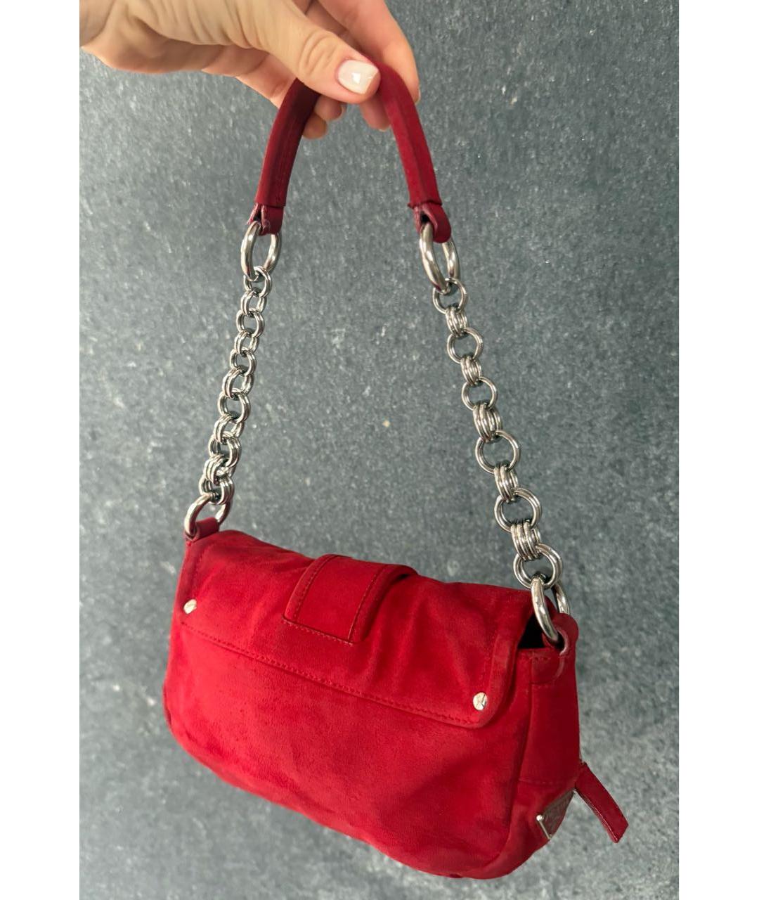 PRADA Красная замшевая сумка с короткими ручками, фото 3