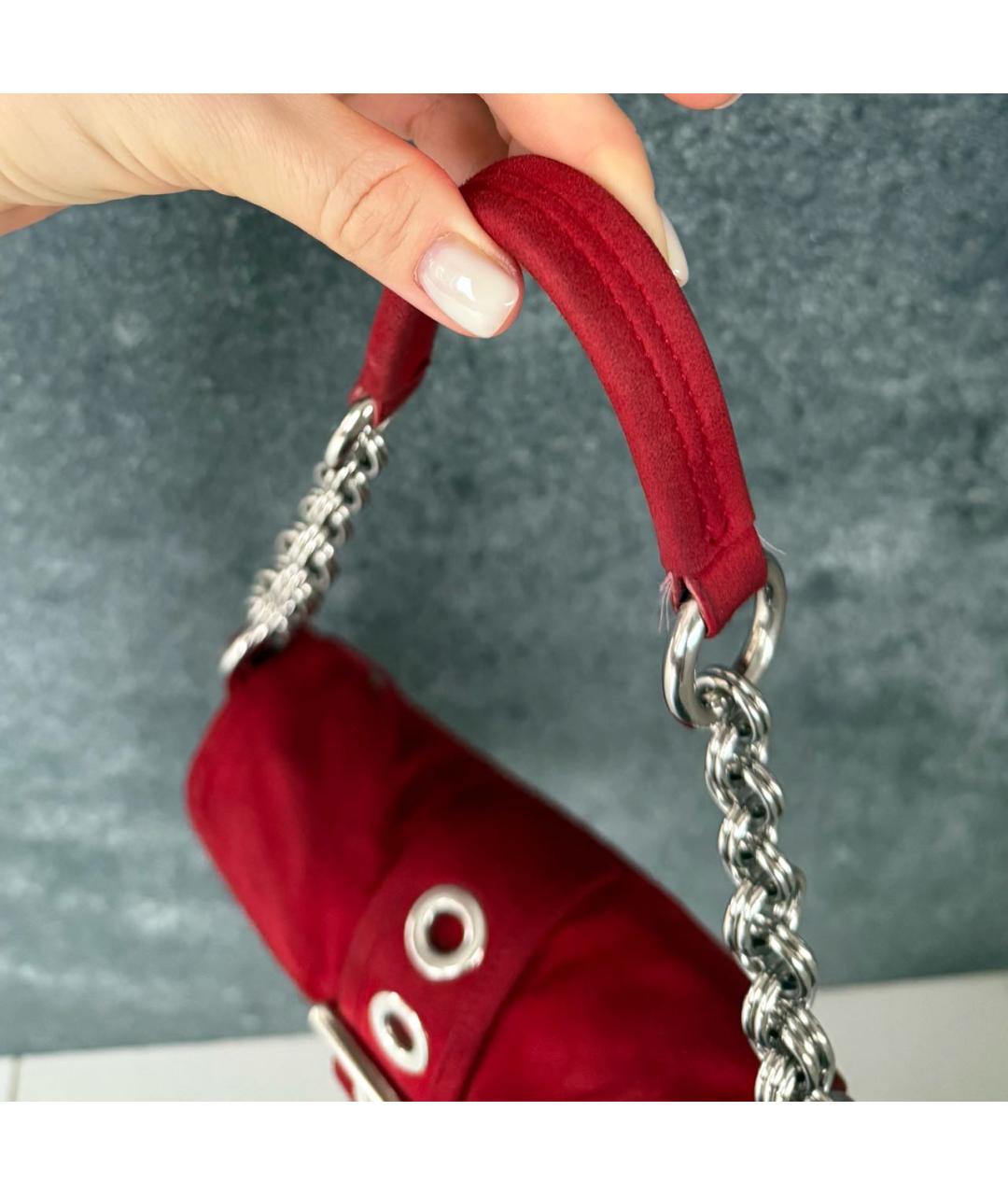 PRADA Красная замшевая сумка с короткими ручками, фото 7
