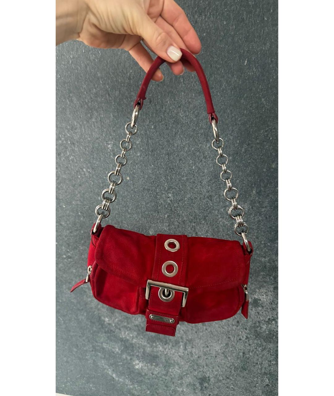 PRADA Красная замшевая сумка с короткими ручками, фото 2