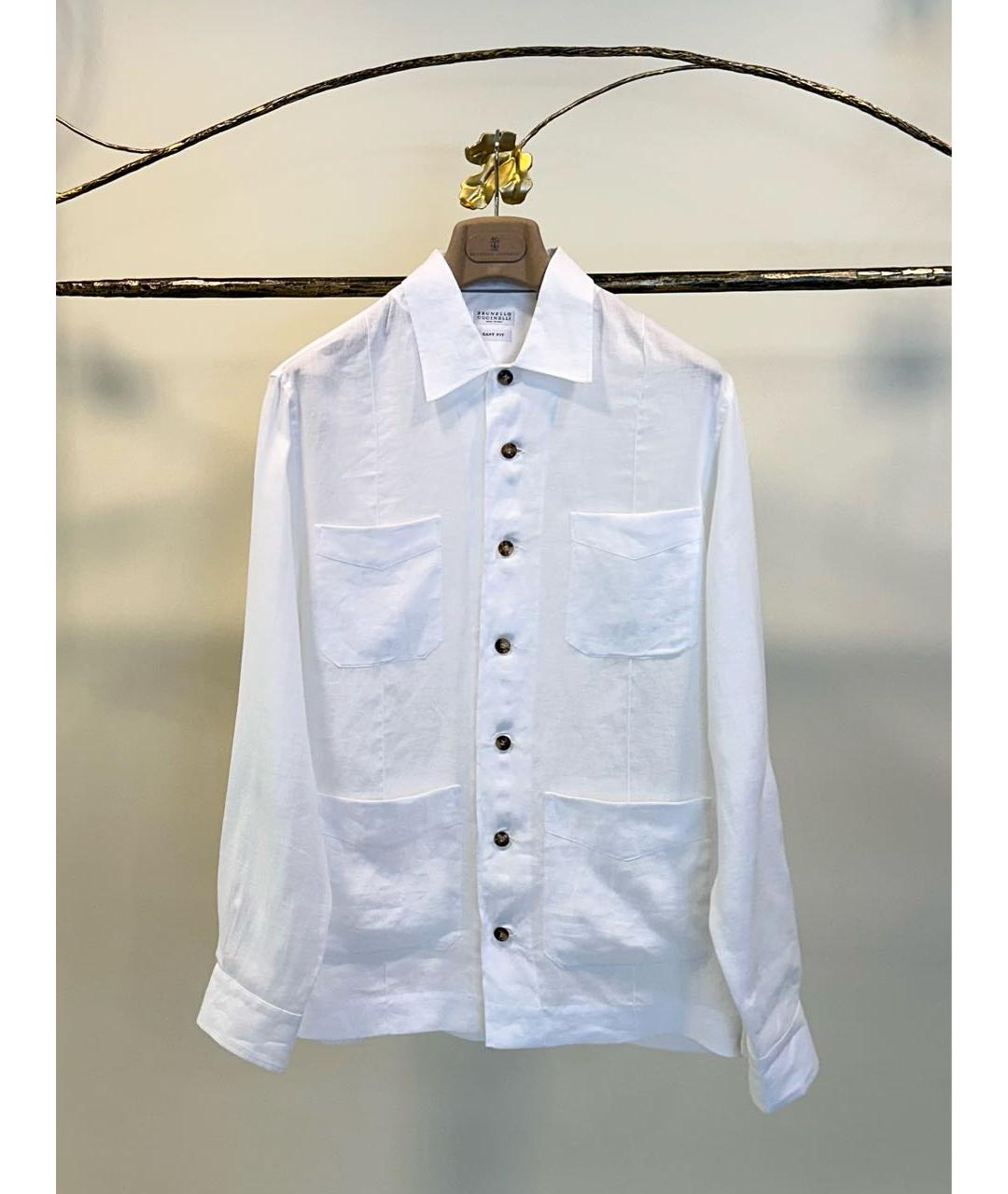 BRUNELLO CUCINELLI Белая льняная кэжуал рубашка, фото 2