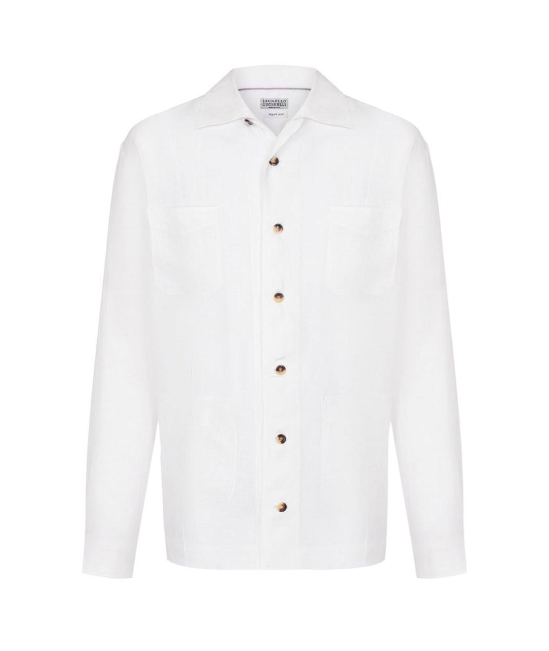 BRUNELLO CUCINELLI Белая льняная кэжуал рубашка, фото 1