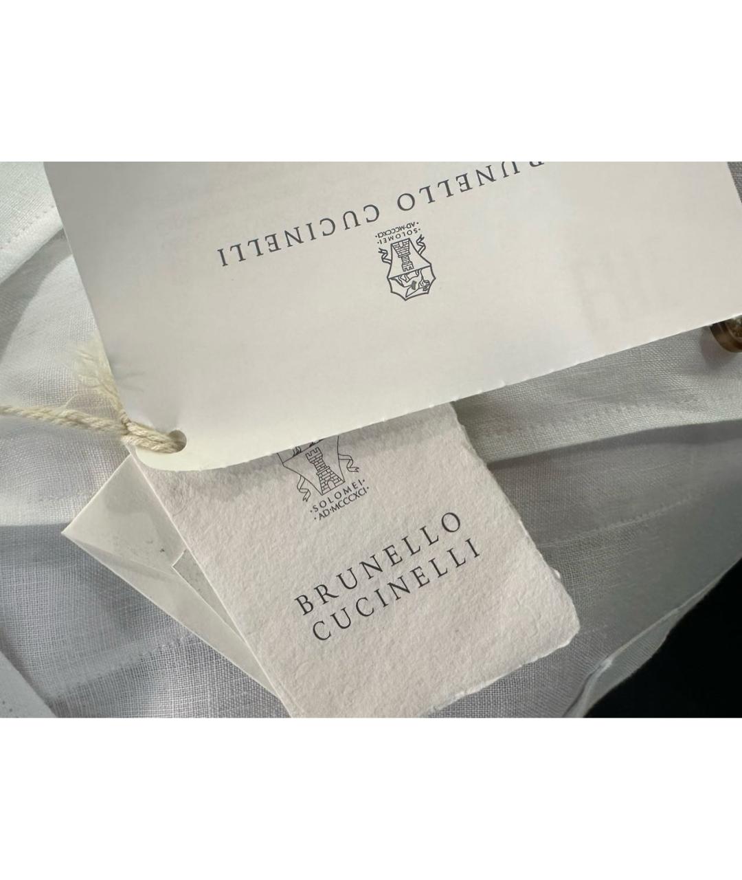BRUNELLO CUCINELLI Белая льняная кэжуал рубашка, фото 5