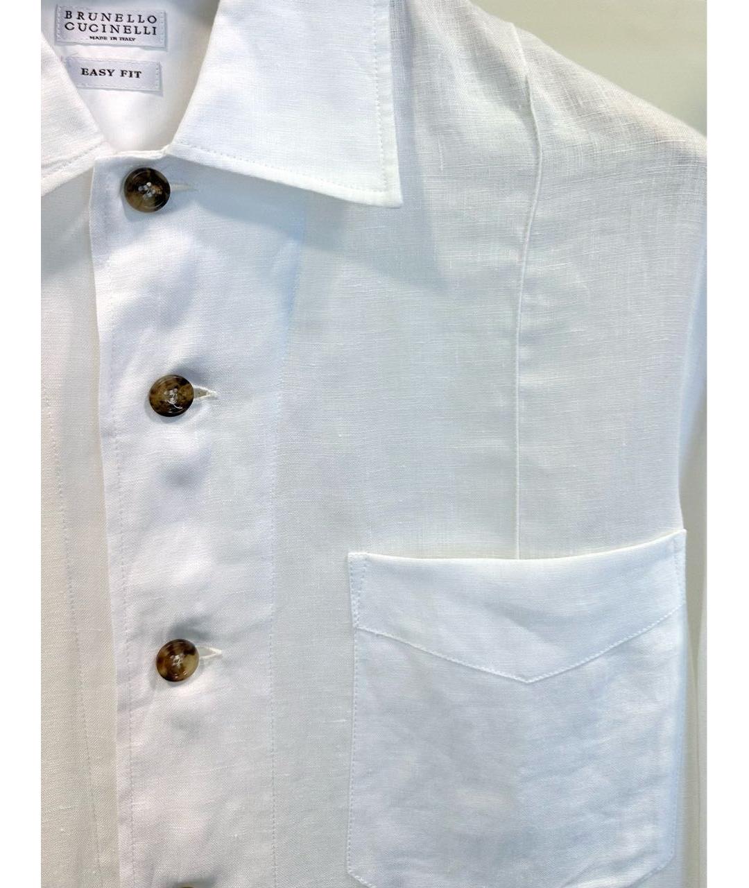 BRUNELLO CUCINELLI Белая льняная кэжуал рубашка, фото 3