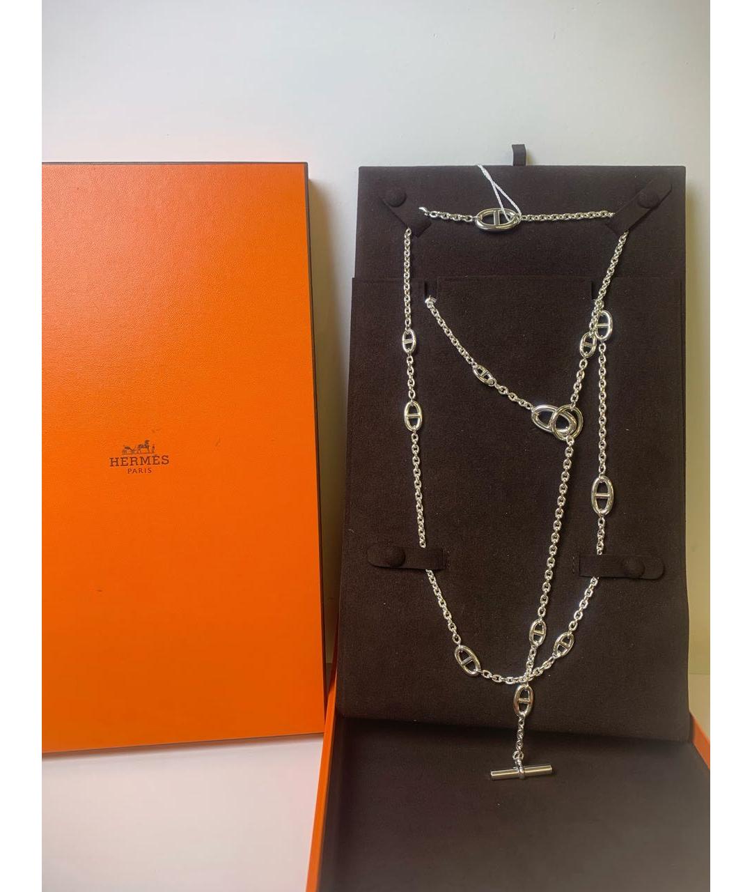 HERMES Серое серебряное колье, фото 4