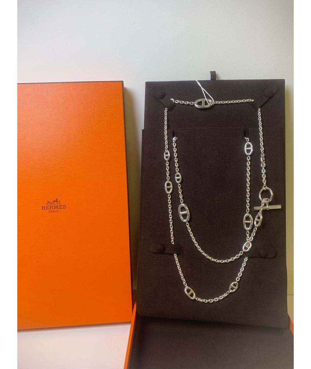 HERMES Серое серебряное колье, фото 5